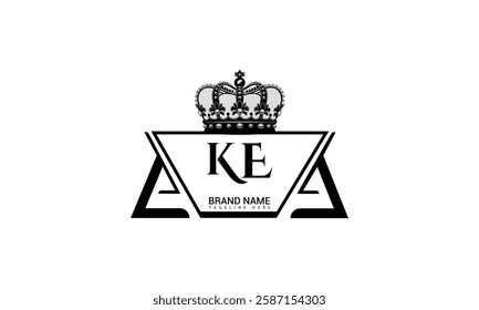 KE Letter Logo Design. Initial letters KE logo icon. Abstract letter KE K E minimal logo design template. K E Letter Design Vector with black Colors. KE logo,