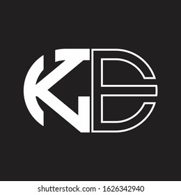 KE Letter logo monogram with oval shape negative space design template
