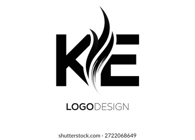 KE-Buchstabe Monogramm Logo mit künstlerischem Pinselstrich für moderne Markenidentität