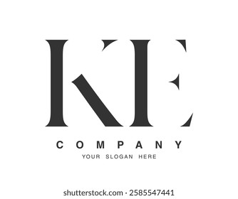 KE logo design. Initial letter k and e serif font style. Creative classic company name typography. Trendy logotype or identity. Vector illustration.