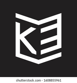 KE Logo Emblem Monogram With Shield Style Design Template Isolated On Black Background