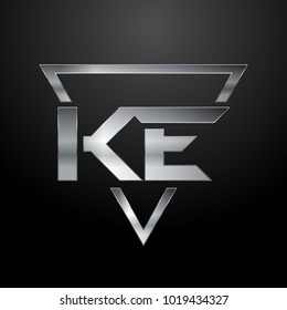 KE Logo, Metal Logo, Silver Logo, Monogram, Polygon