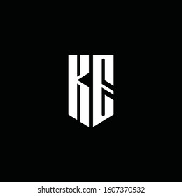 KE logo monogram with emblem style isolated on black background