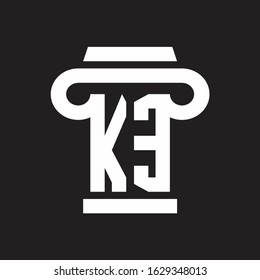 KE Logo monogram with pillar style design template