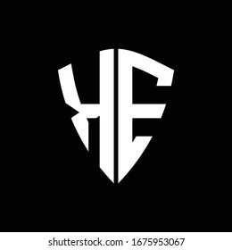 KE logo monogram with shield shape design template