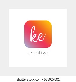 KE logo, vector. Useful as branding, app icon, alphabet combination, clip-art.