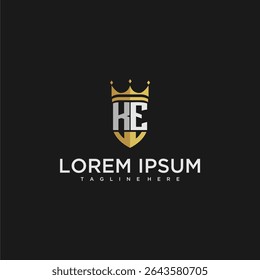 KE luxury letter monogram for crown and shield logo design