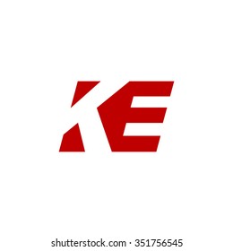 KE negative space letter logo red