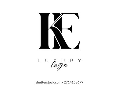 KE Serif Letter Monogram Typography Logo for Elegant Premium Branding Identity
