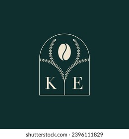 KE Unique and simple logo design combination of letters and coffee bean