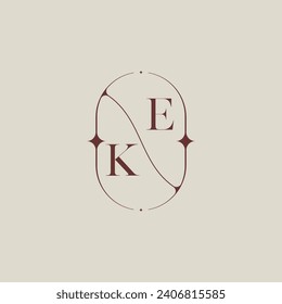 KE wedding classic in elegant monogram with high quality professional design that will print well