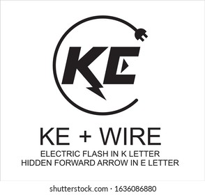 KE WIRE LOGO WITH ELECTRIC FLASH  AND WIRE ELEMENT 