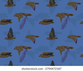 Kea Bird Flying Seamless Pattern Background