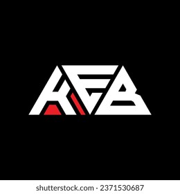 Diseño del logotipo de la letra del triángulo KEB con forma de triángulo. Monograma de diseño del logotipo del triángulo KEB. Plantilla de logotipo vectorial de triángulo KEB con color rojo. Logotipo triangular KEB Diseño sencillo, elegante y lujoso.