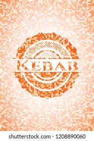 Kebab abstract emblem, orange mosaic background