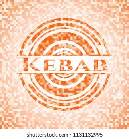 Kebab abstract orange mosaic emblem with background