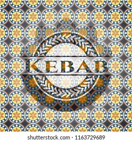 Kebab arabic emblem background. Arabesque decoration.