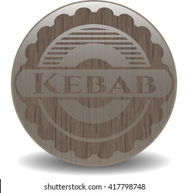 Kebab badge with wood background