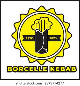 kebab business logo illustration vector design in yellow. suitable for logos, icons, posters, t-shirt designs, stickers, advertisements, companies, concepts, websites.