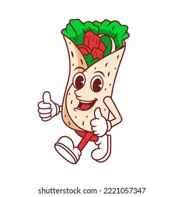 Kebab Cartoon Character. Kebab Mascot Vector Illustration. Food Mascot Isolated