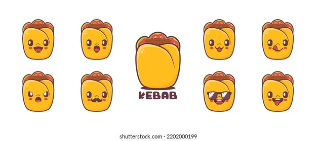 Kebab cartoon. food vector illustration. icon, expression.