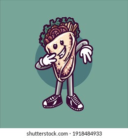 kebab cartoon illustration vector design