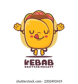 Mascota de dibujos animados de Kebab. ilustración de vector alimentario. aislado en un fondo blanco