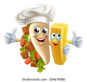 Kebab and Chip Friend food characters