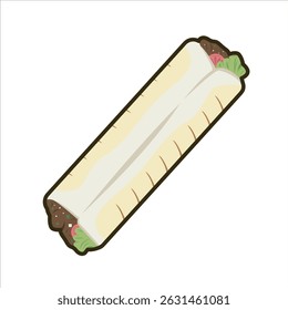 Kebab Colored Icon, Cute colored icon of kebab in cartoon style with fun and appetizing look.