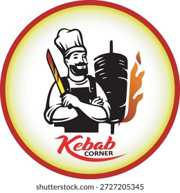 Logotipo do mascote do chefe do canto de Kebab