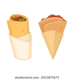 Kebab und Crepes Street Food Symbol Illustration Vektorgrafik