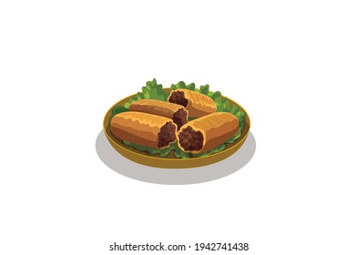 Kebab cutlet pakoda vegetable mutton or chicken meatballs meat ball vector Illustration on white Background