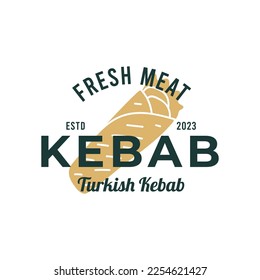  Kebab Design Logo. Vector creative labels for Turkish and Arabian fast food, This food logo can be perfect for restaurants, shop, blog, website, app, web