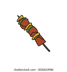 kebab doodle icon, vector illustration