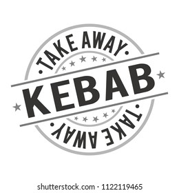 Kebab Fast Food Express Delivery Take Away Stamp Design Vector Art