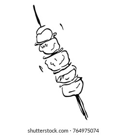 kebab. freehand drawing. Vector illustration. Doodle art. Freehand outline ink hand drawn picture object sketch.