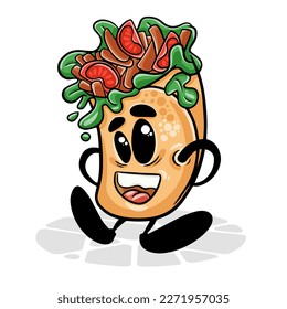 Kebab. Funnny cartoon character. Vector isolated background 
