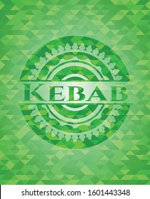 Kebab green mosaic emblem. Vector Illustration. Detailed.