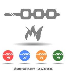 Kebab grill with fire sign vector icon