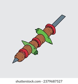 Icono de Kebab. Caricatura del vector del níquel