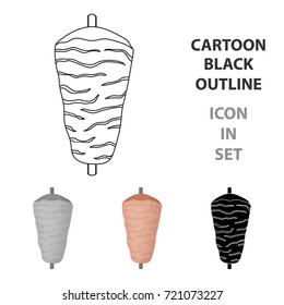 ?oner kebab icon in cartoon style isolated on white background. Meats symbol stock vector illustration