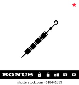 Kebab icon flat. Black pictogram on white background. Vector illustration symbol and bonus button open and closed lock, folder, star