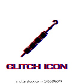 Kebab icon flat. Simple pictogram - Glitch effect. Vector illustration symbol