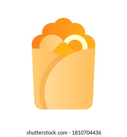 Icono kebab en estilo de icono plano con color naranja gradiente para menú de restaurante o aplicaciones de comida
