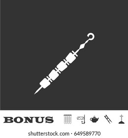Kebab icon flat. White pictogram on black background. Vector illustration symbol and bonus icons