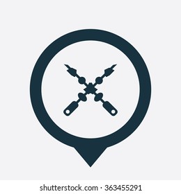 kebab icon, on white background map pin