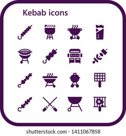 kebab icon set. 16 filled kebab icons.  Collection Of - Skewer, Barbecue, Bbq, Kebab, Brochette, Grill, Skewers