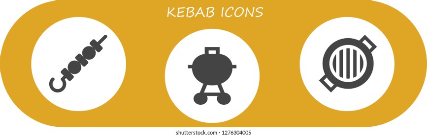  kebab icon set. 3 filled kebab icons. Simple modern icons about  - Skewer, Barbecue, Grill