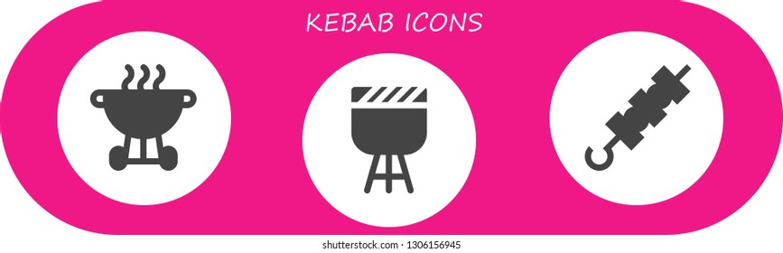kebab icon set. 3 filled kebab icons.  Simple modern icons about  - Bbq, Barbecue, Brochette