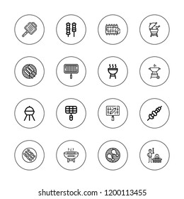 Kebab icon set. collection of 16 outline kebab icons with barbecue, bbq, grill, kebab, skewer icons.